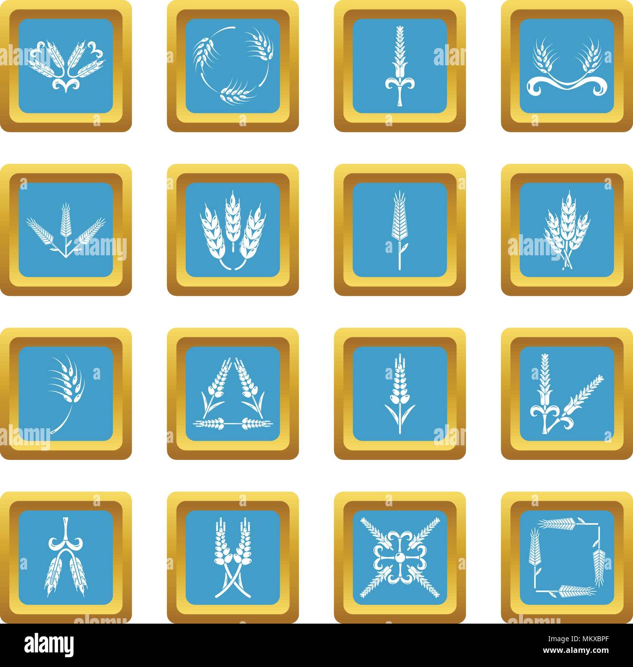 Ear corn icons set sapphirine square vector Stock Vector