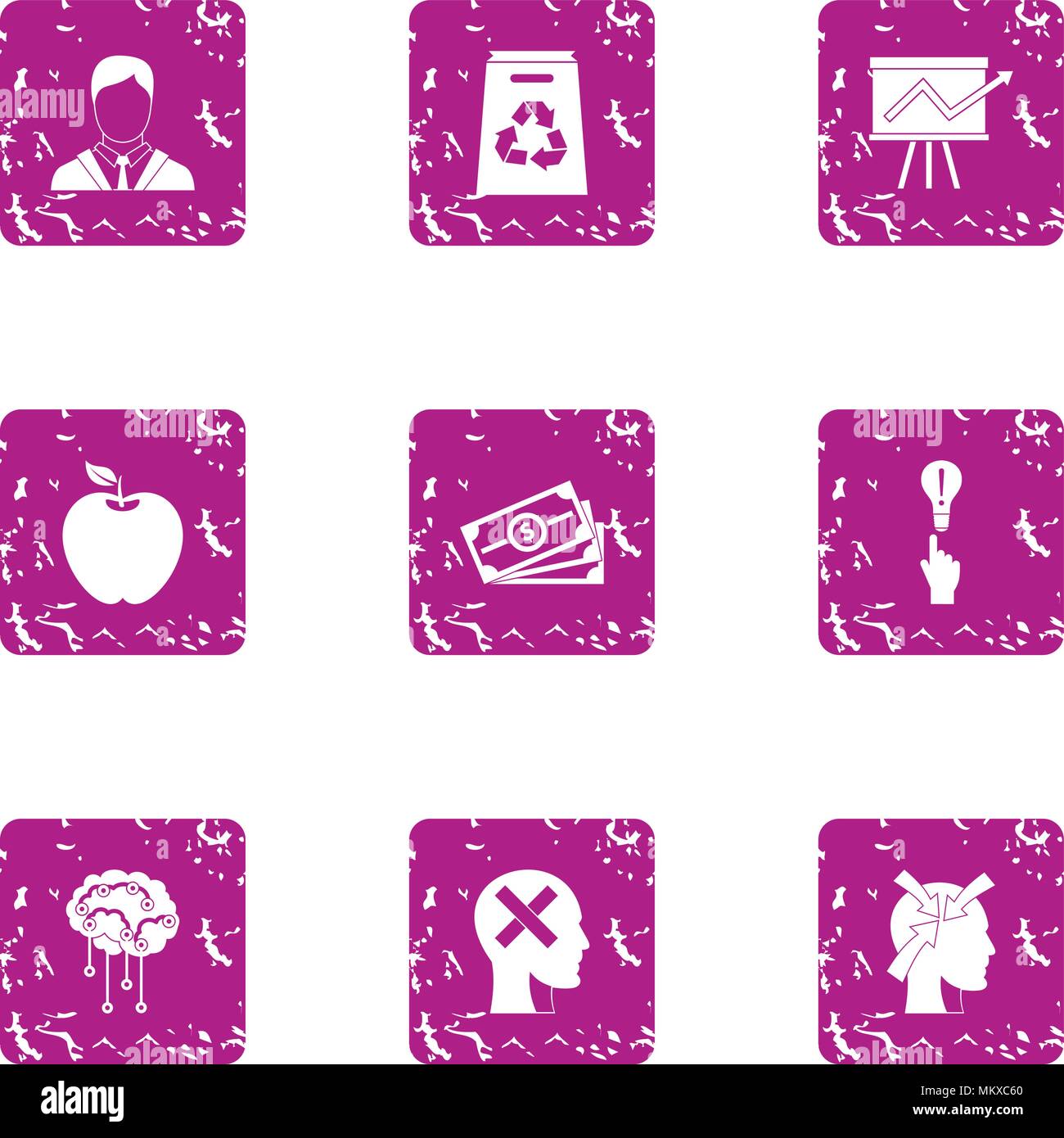 Million dollar idea icons set, grunge style Stock Vector