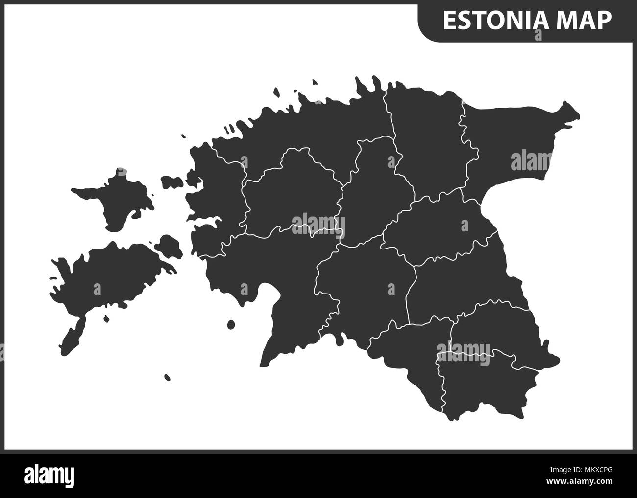 The detailed map of Estonia with regions or states. Administrative division Stock Vector