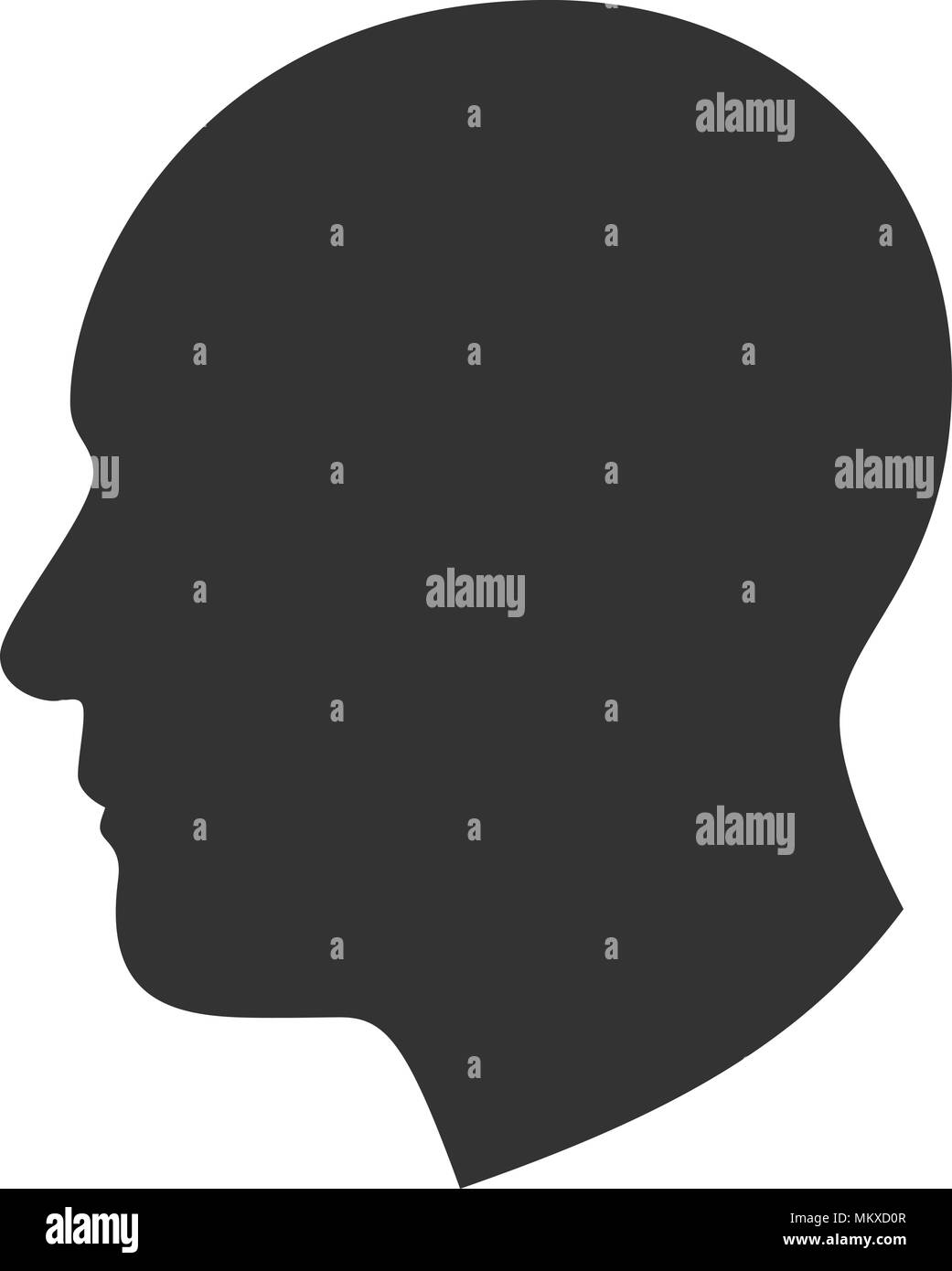 Silhouette of male head, man face in profile, side view Stock Vector