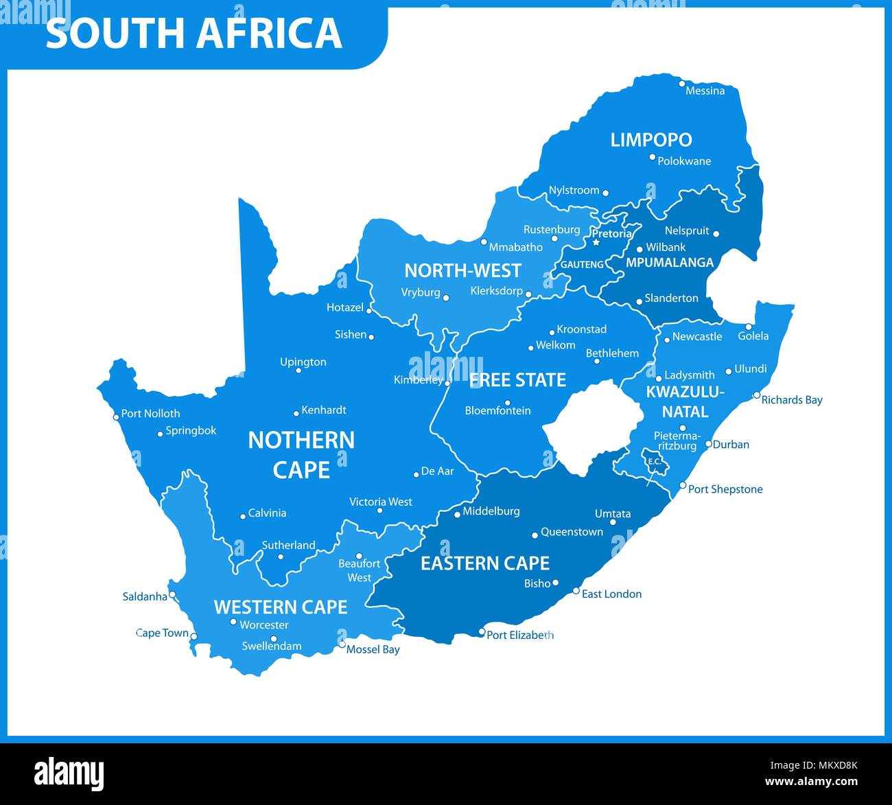 South Africa Capital Cities Map