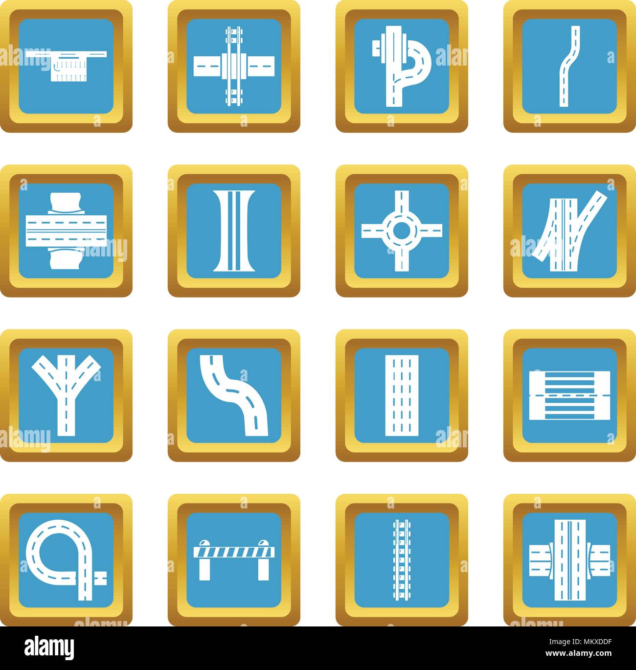 Road parts constructor icons set sapphirine square vector Stock Vector
