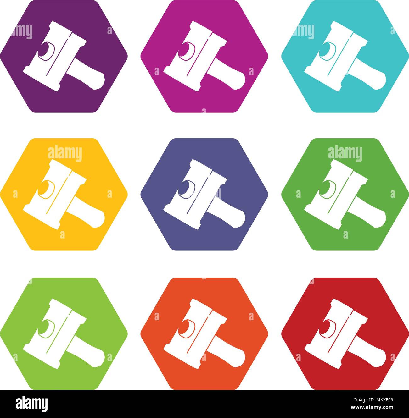 Big sledgehammer icons set 9 vector Stock Vector