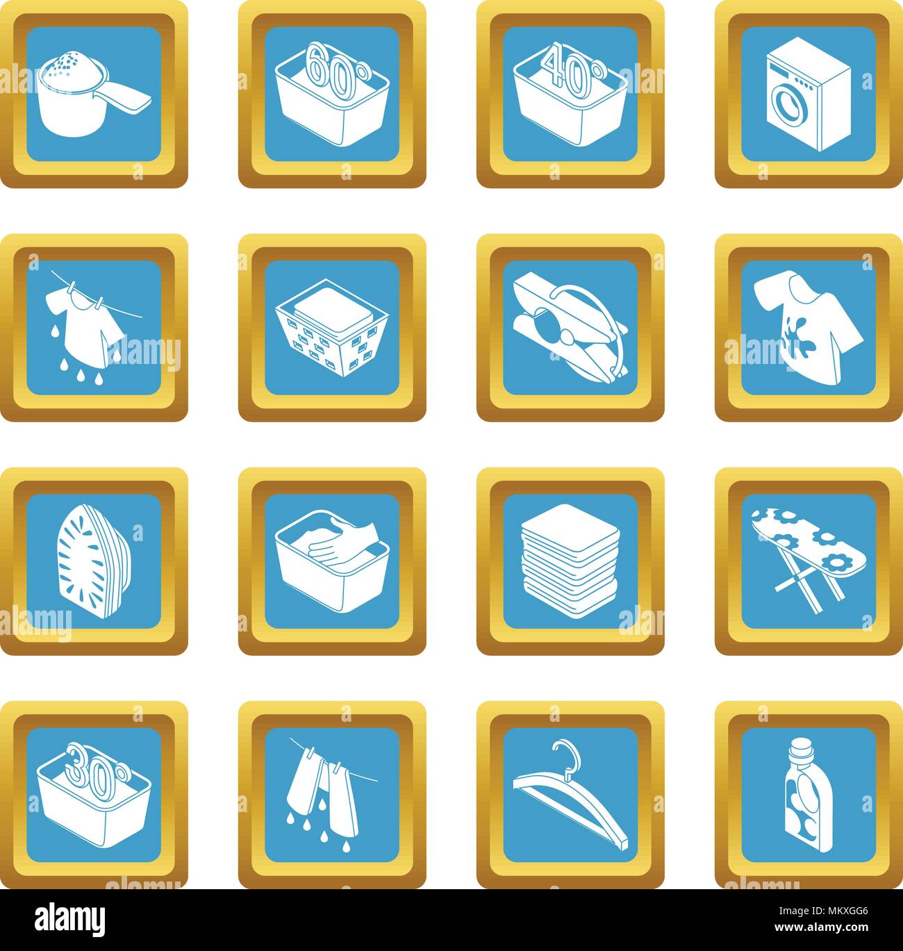 Laundry icons set sapphirine square vector Stock Vector