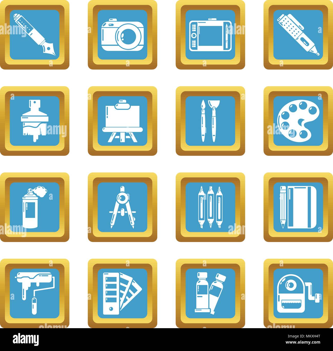 Design and drawing tools icons set sapphirine square vector Stock ...