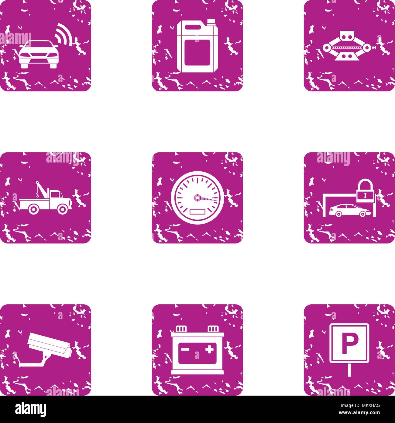 Urban parking place icons set, grunge style Stock Vector Image & Art ...