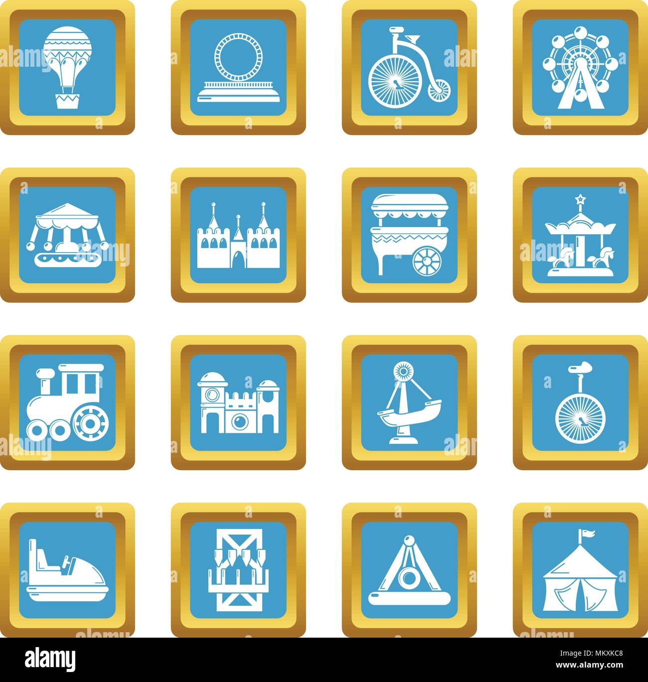 Amusement park icons set sapphirine square vector Stock Vector Image ...