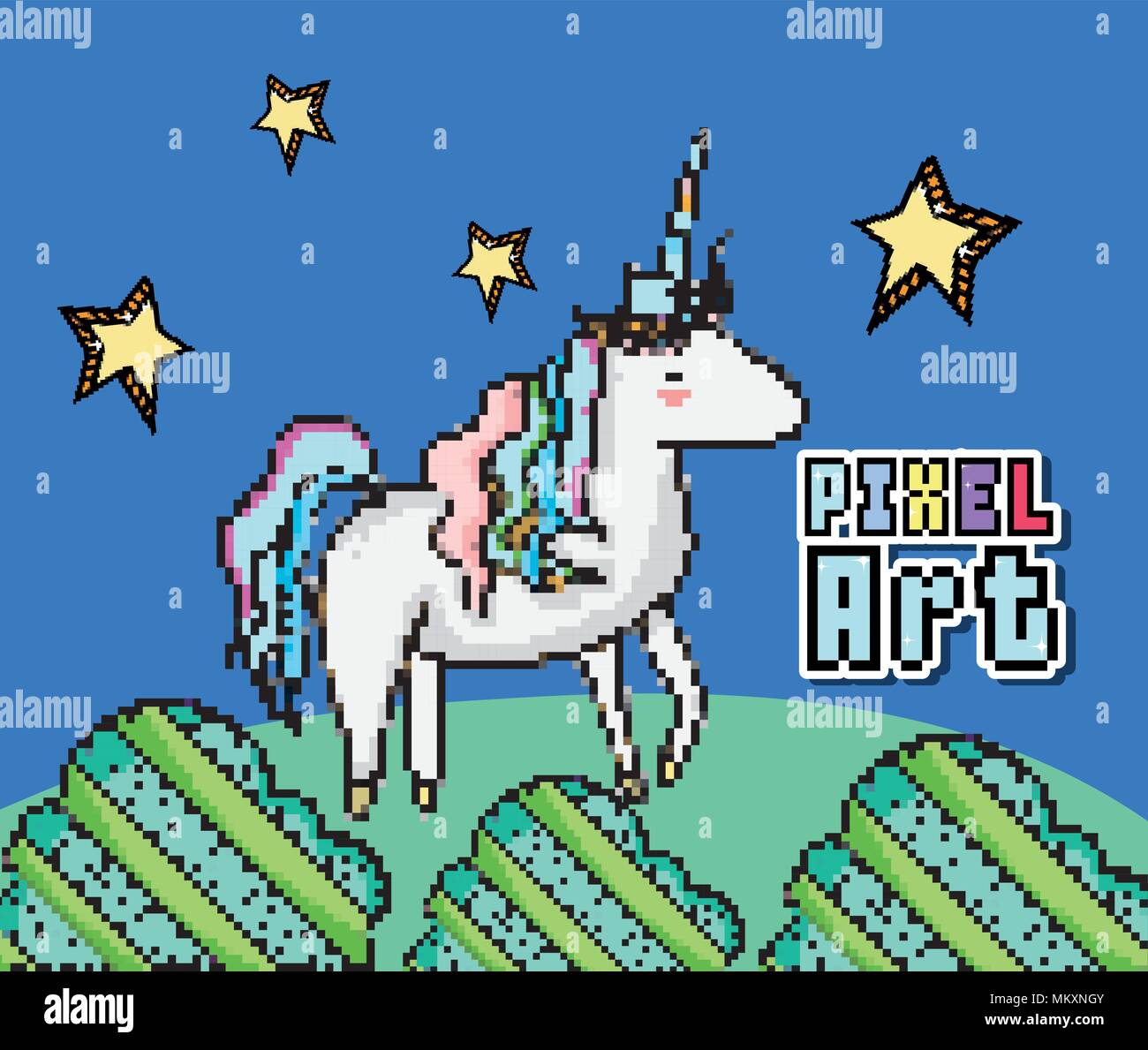 Pixel art fantasy cartoon Stock Vector