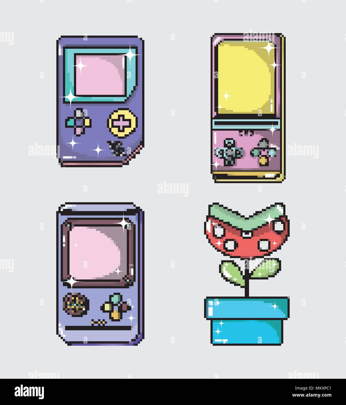 Set of retro videogames console Stock Vector Image & Art - Alamy