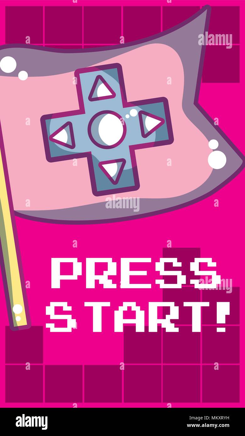 Press start videogame banner Stock Vector