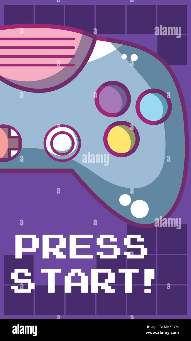 Press start videogame banner Stock Vector