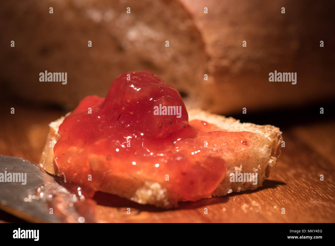 Whole wheat toast with strawberrry jam Stock Photo Alamy