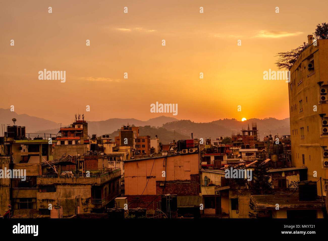 Sunset watching in Thamel, Kathmandu in Nepal Stock Photo