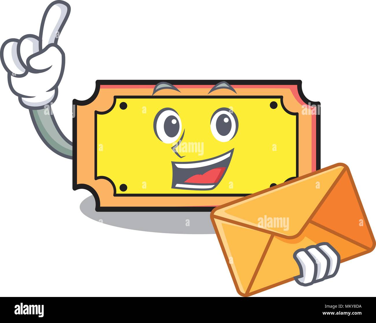 With envelope ticket character cartoon style Stock Vector