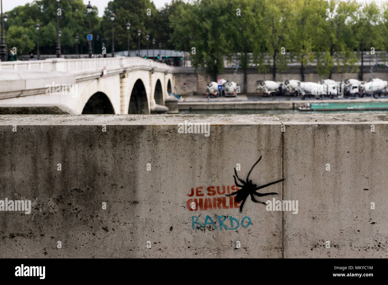 Paris, France 2015. Political graffiti Stock Photo