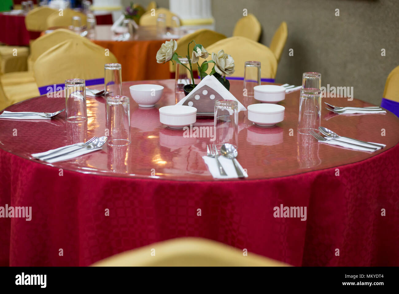 Normal table setup at wedding Ceremony at Party Palace Stock Photo Alamy