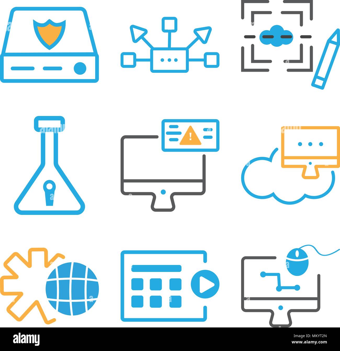 Set Of 9 Simple Editable Icons Such As Graphic De Video Player Setting Network Monitor Flask Server Can Be Used For Mobile Web Stock Vector Image Art Alamy