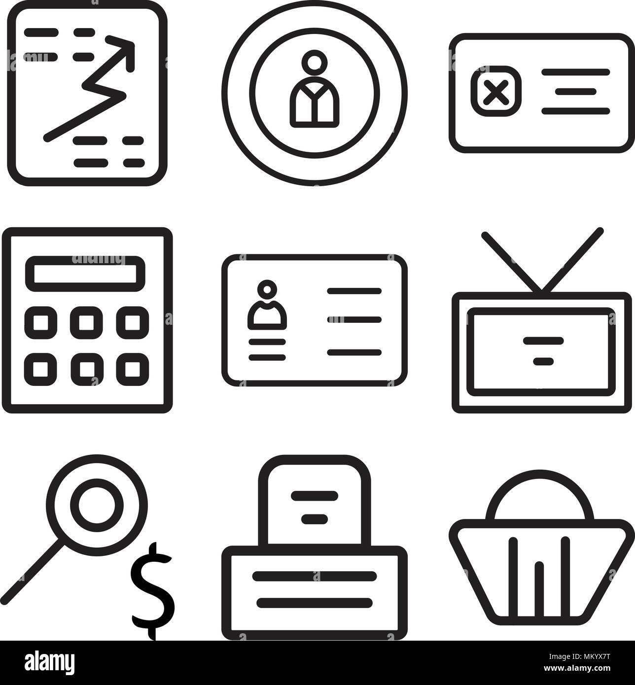 Set Of 9 simple editable icons such as Shopping basket, Printer, Search ...