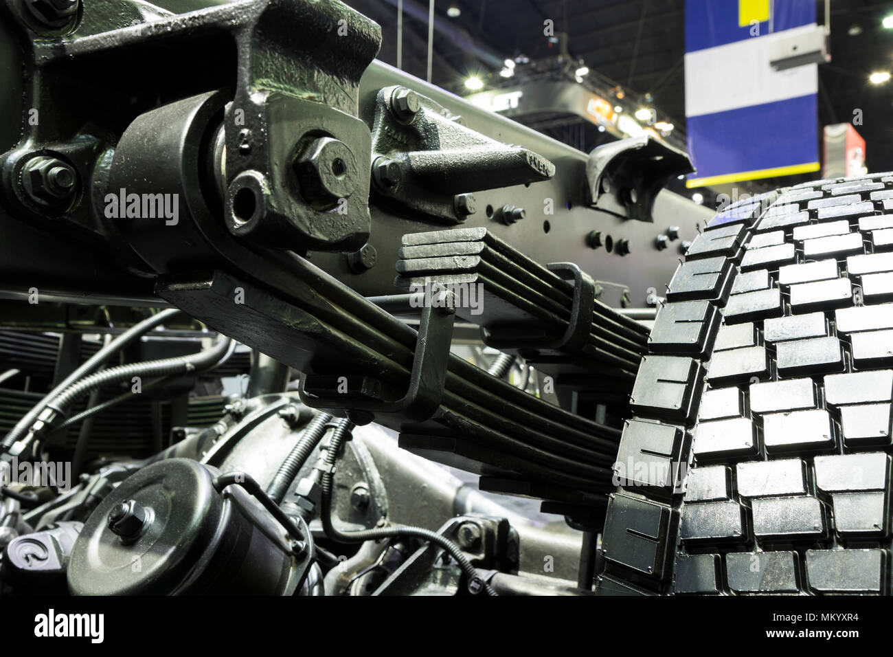 Leaf springs of a truck ; chassis part Stock Photo Alamy