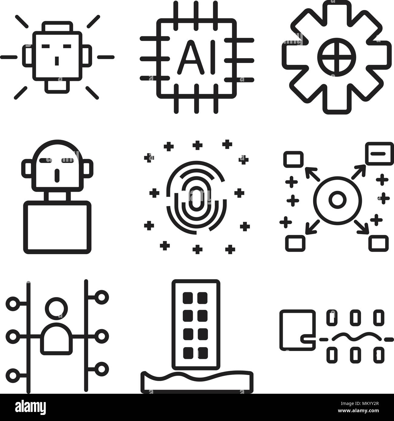 Set Of 9 simple editable icons such as Robots, Flood, Users, Artificial ...