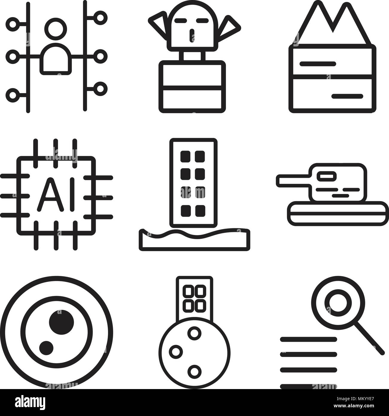 Set Of 9 simple editable icons such as Analytics, City, Petri dish, Tank, Flood, Cpu, Dystopia, Monster, Users, can be used for mobile, web Stock Vector