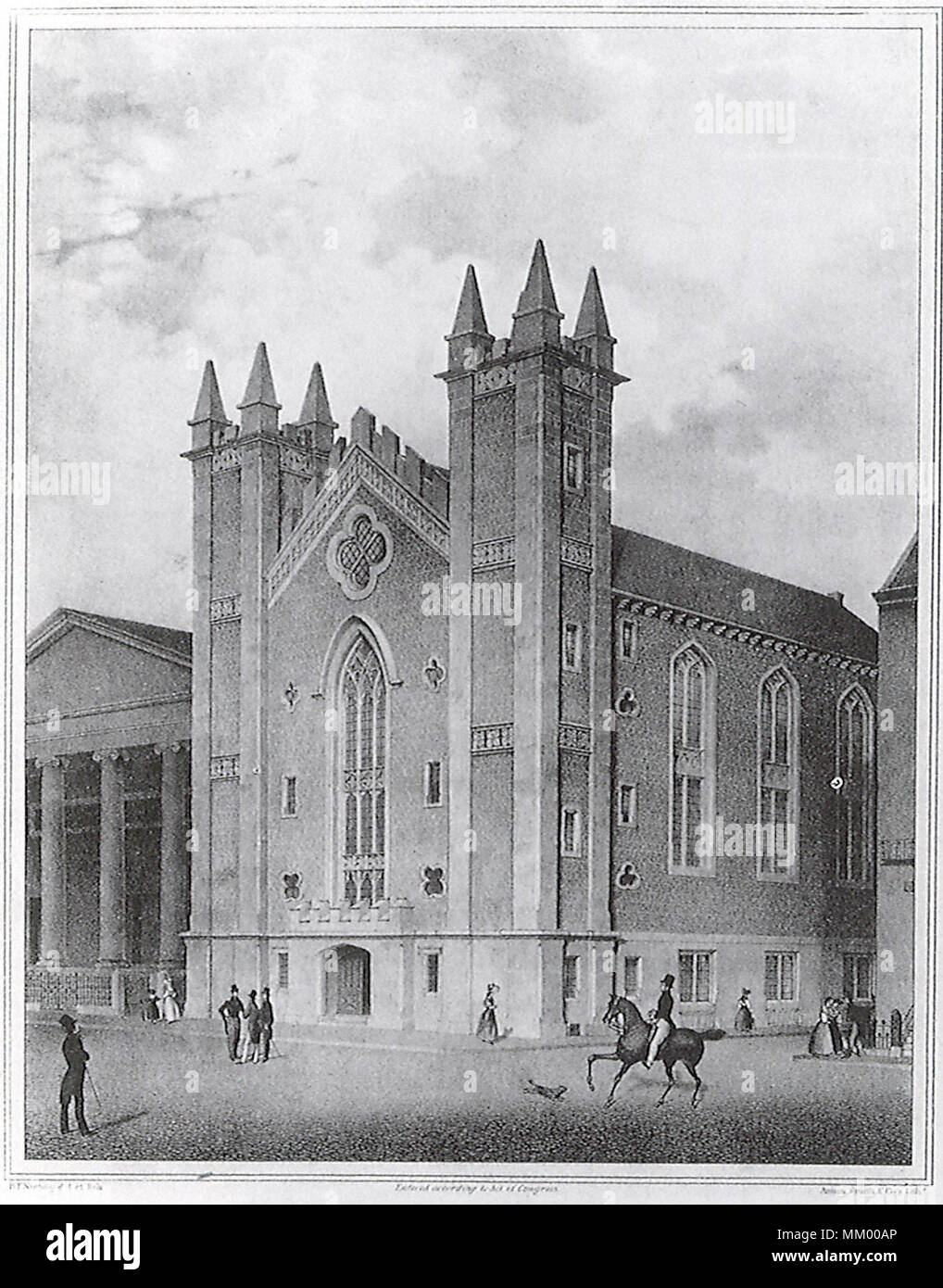 Masonic Temple. Boston. 1832 Stock Photo