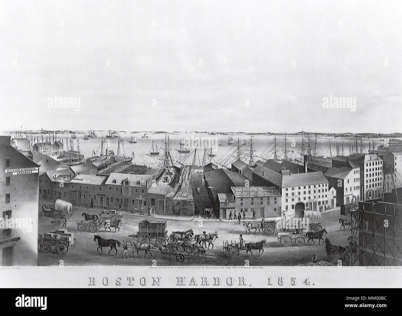 Boston Harbor. 1854 Stock Photo