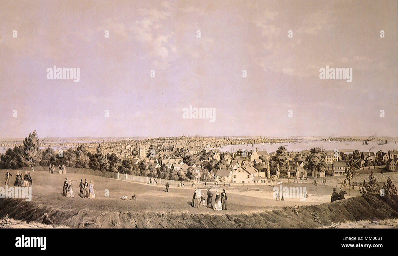 View of Boston.  1854 Stock Photo