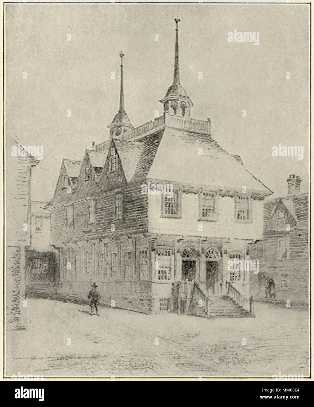 Original Town House of Boston.  1658 Stock Photo