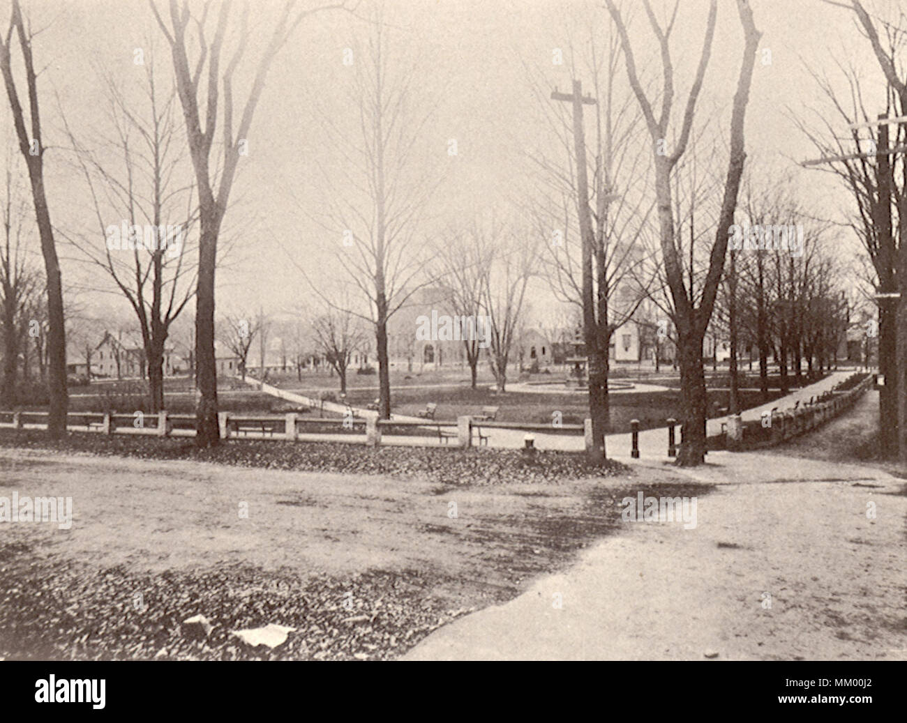 Clinton Common.  1890 Stock Photo