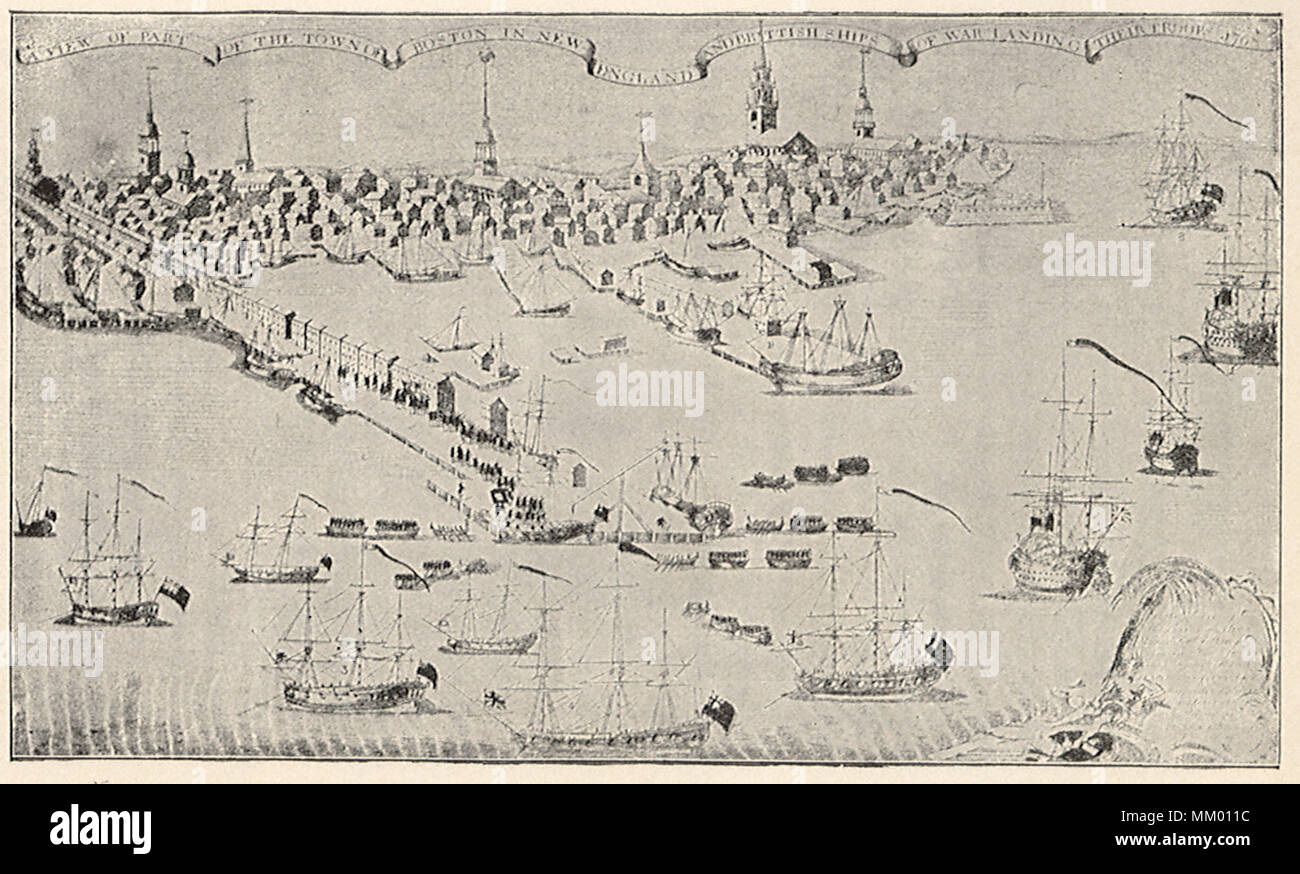 Landing of British Troops at Boston, 1768 1770 Stock Photo