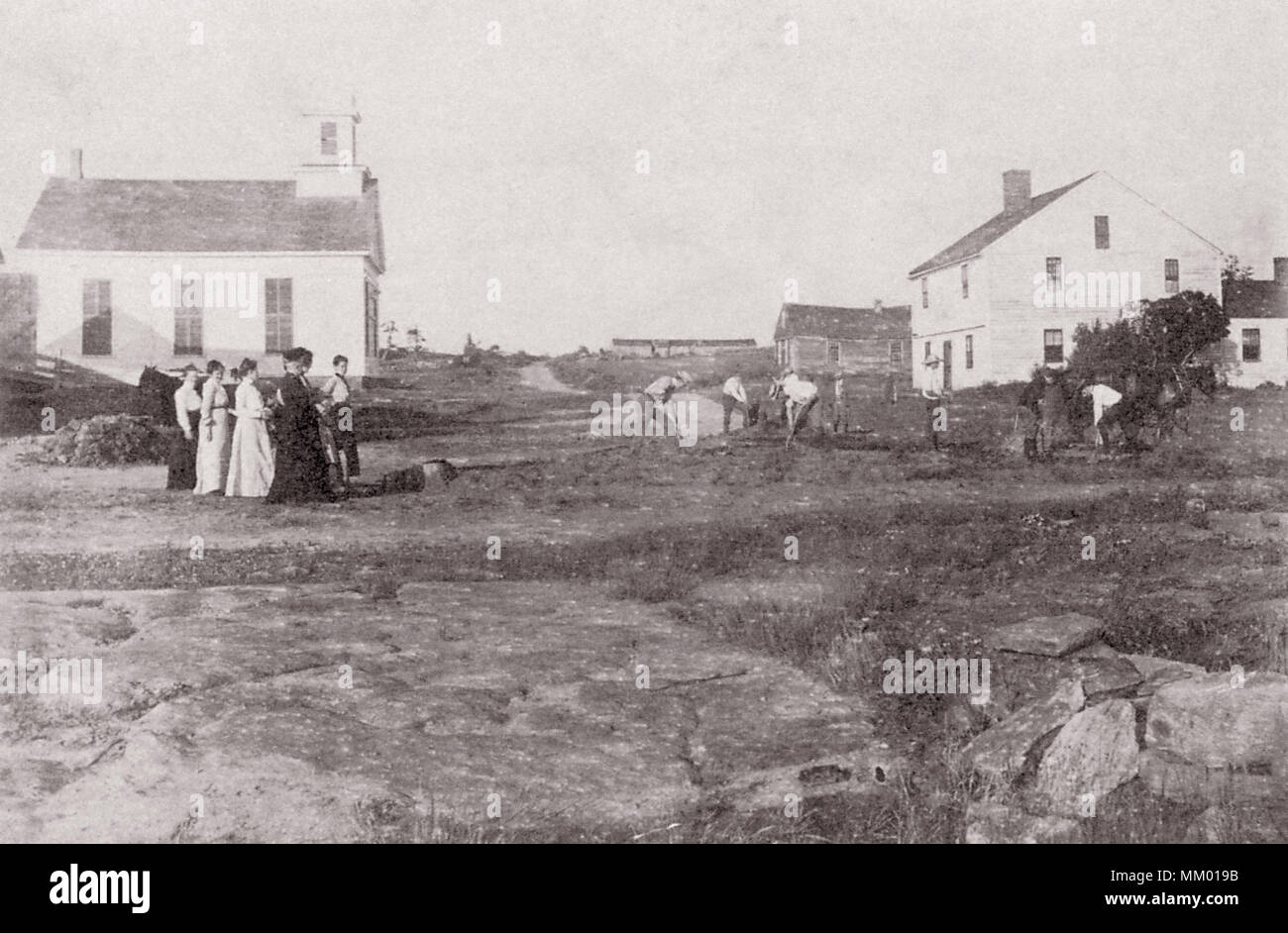 Building the Town Center. Middlefield. 1901 Stock Photo