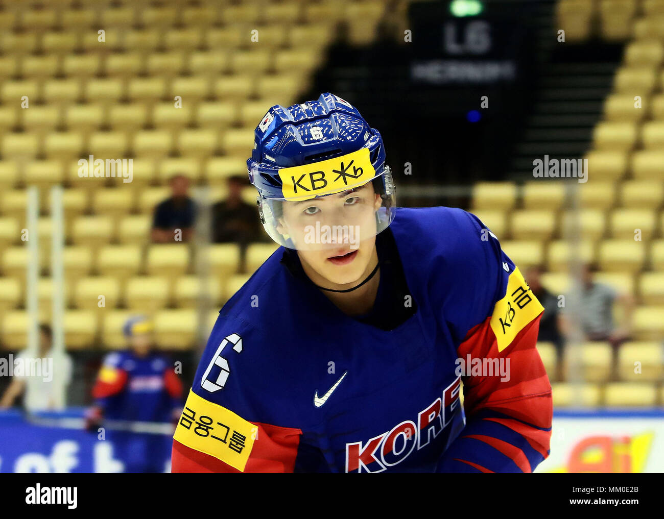 May 9, 2018 - Herning, Denmark - Wonjun KIM (KOR), .May 09, 2018, Ice Hockey World Championship 2018,Germany vs Korea, Jyske Bank Boxen, Herning/Denmark, (Credit Image: © Wolfgang Fehrmann via ZUMA Wire) Stock Photo