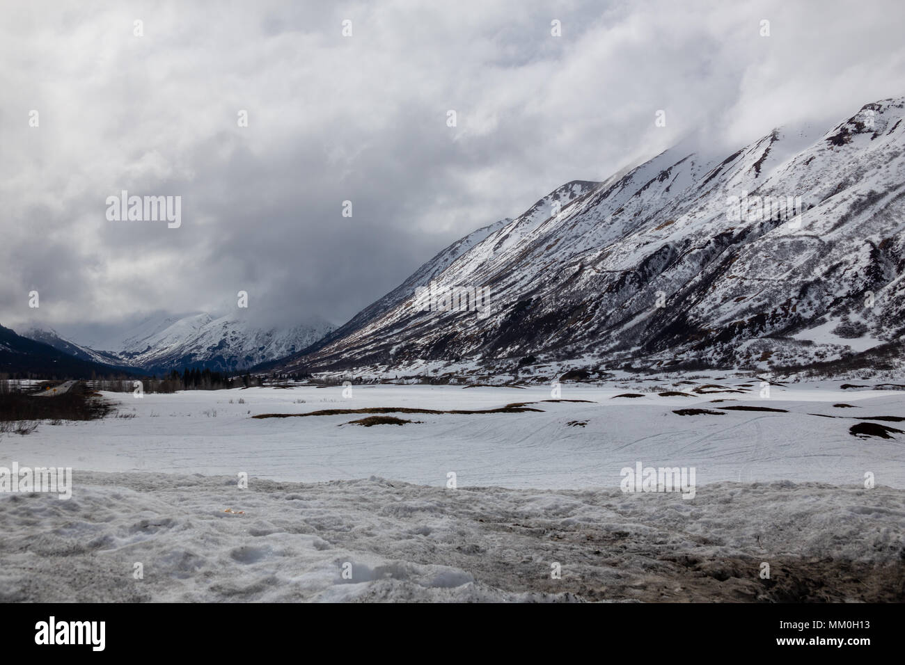 Turnagain Pass, Kenai Peninsula, Alaska. Chugach Mountains. Snow