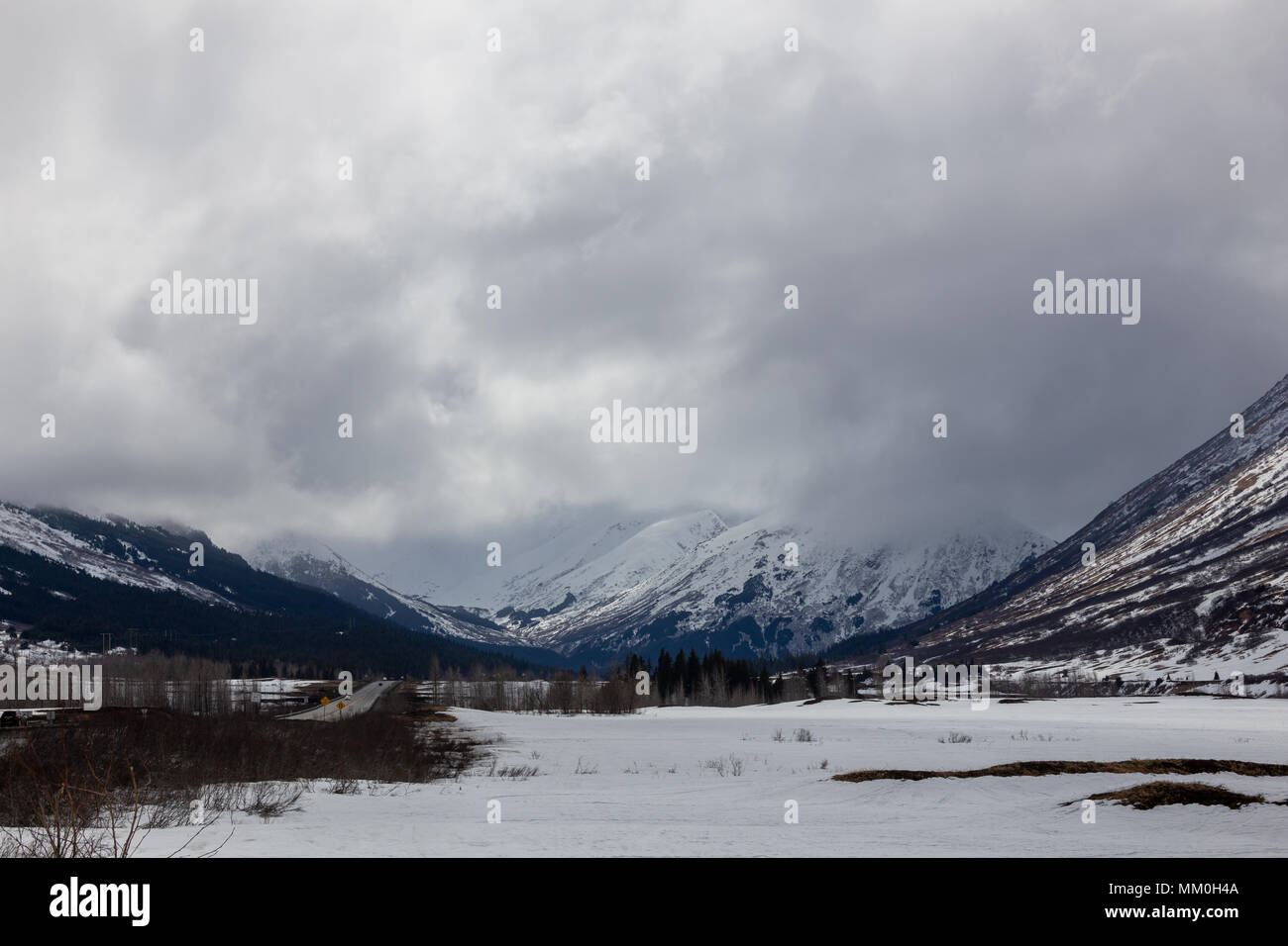 Turnagain Pass, Kenai Peninsula, Alaska. Chugach Mountains. Snow