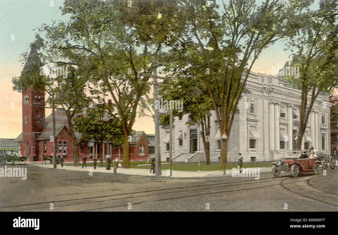 Railroad Station & Post Office. Lawrence. 1910 Stock Photo Alamy