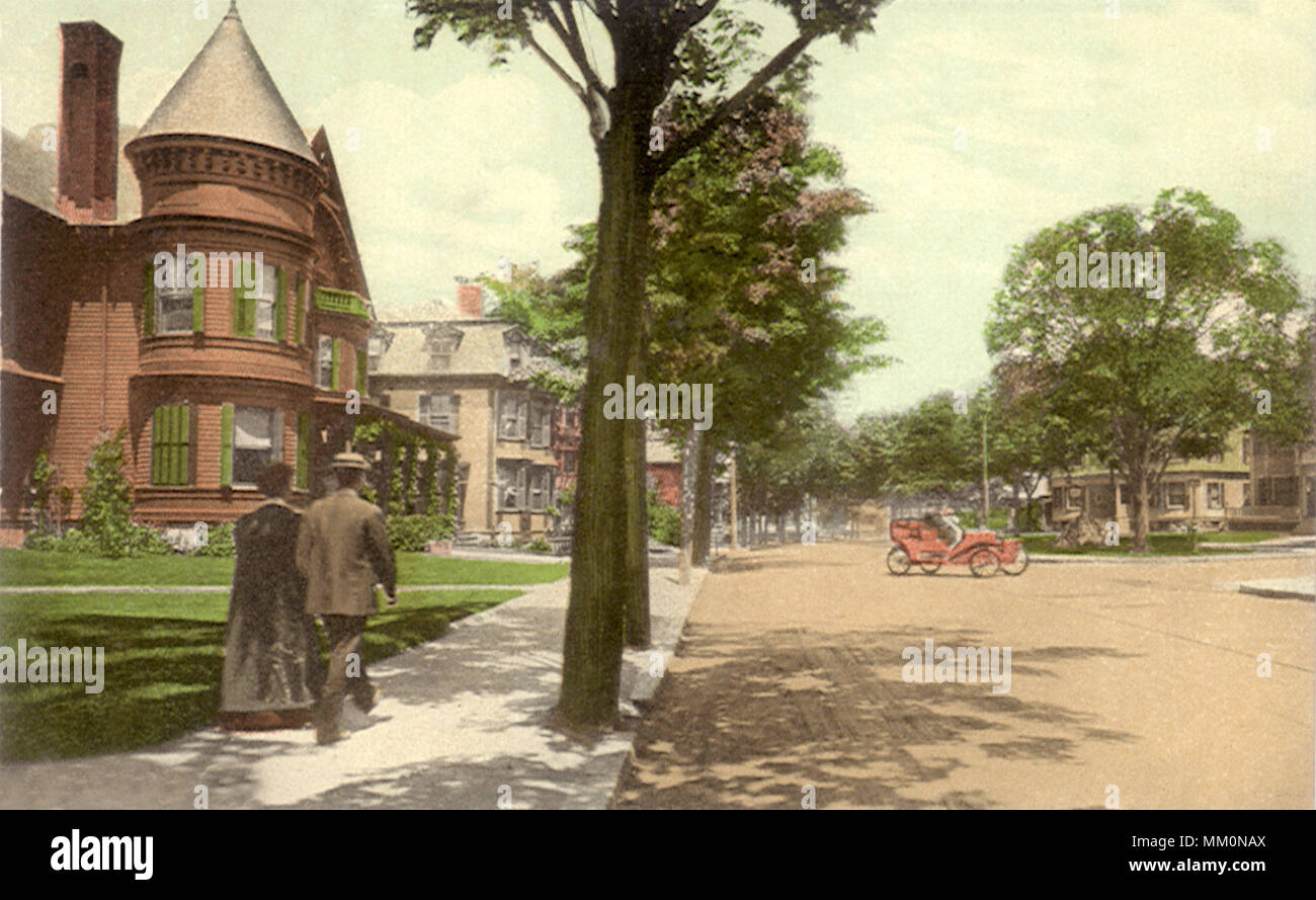 Crescent Street. Waltham. 1910 Stock Photo