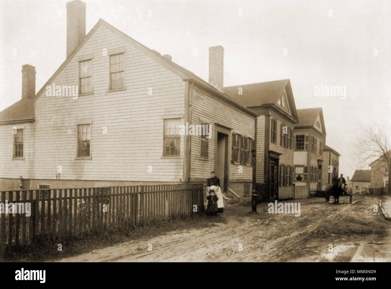 West End of Old Hussey Court. Nantucket.  1880 Stock Photo