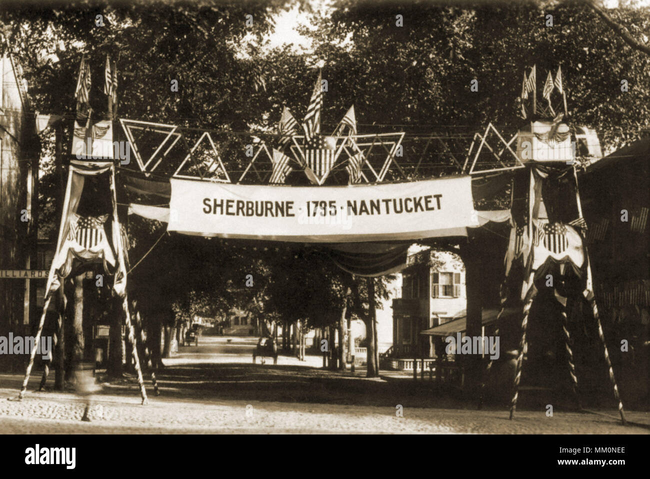 Triumphal Arch on Federal St. Nantucket. 1895 Stock Photo
