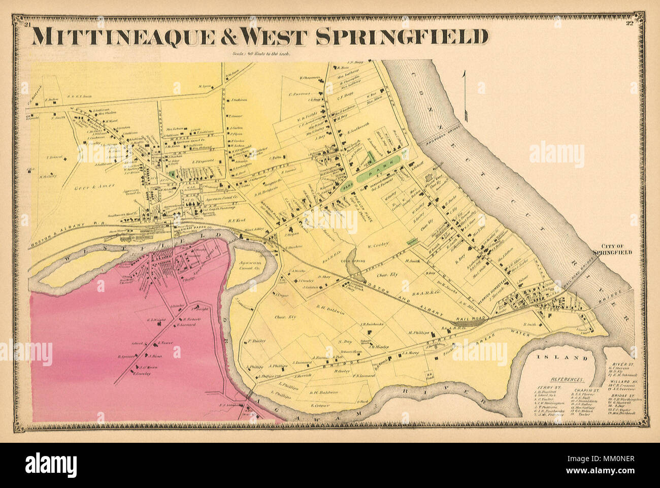 Map of West Springfield. 1879 Stock Photo Alamy