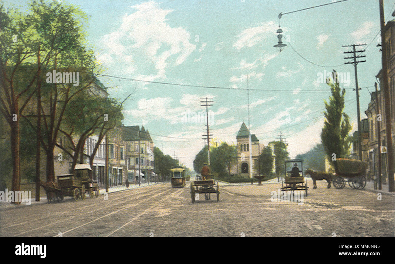 Everett Square & Public Library. Everett.1905 Stock Photo Alamy
