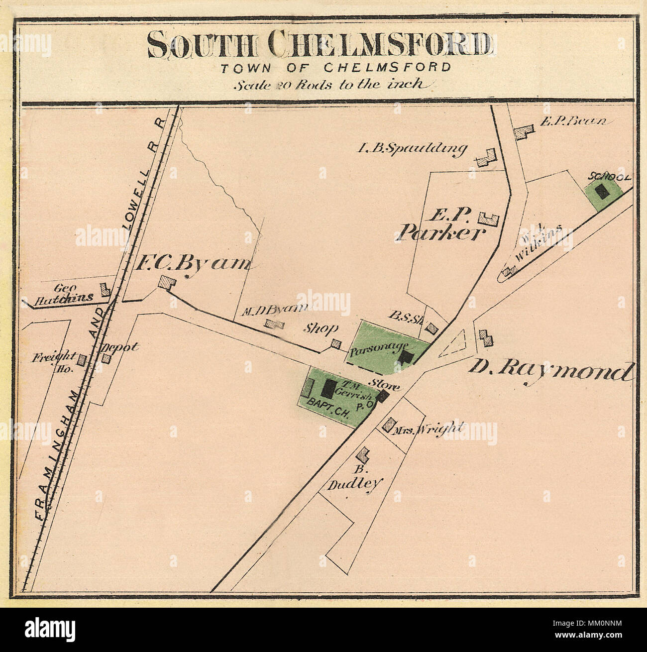 Map of South Chelmsford. 1875 Stock Photo - Alamy