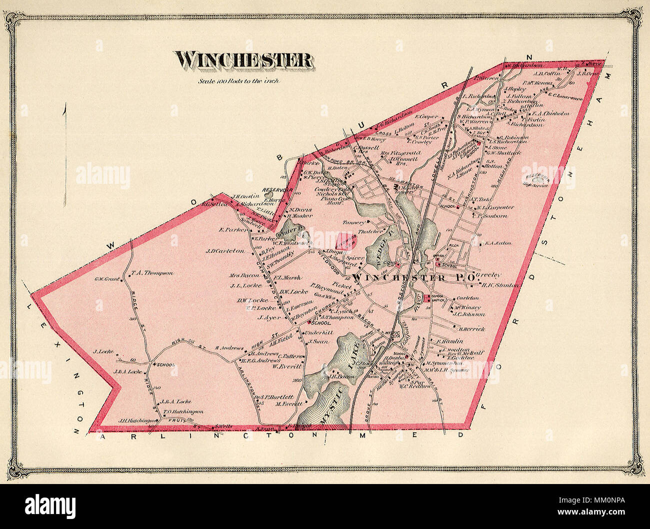 Map of Winchester. 1875 Stock Photo Alamy