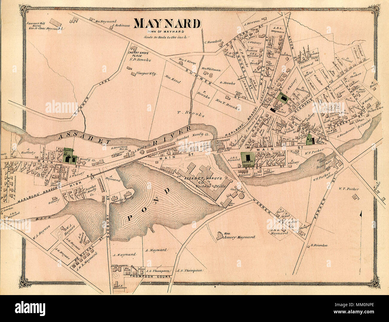 Map of Maynard. 1875 Stock Photo Alamy