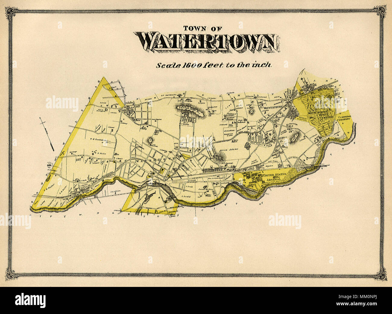 Map of Watertown. 1875 Stock Photo Alamy