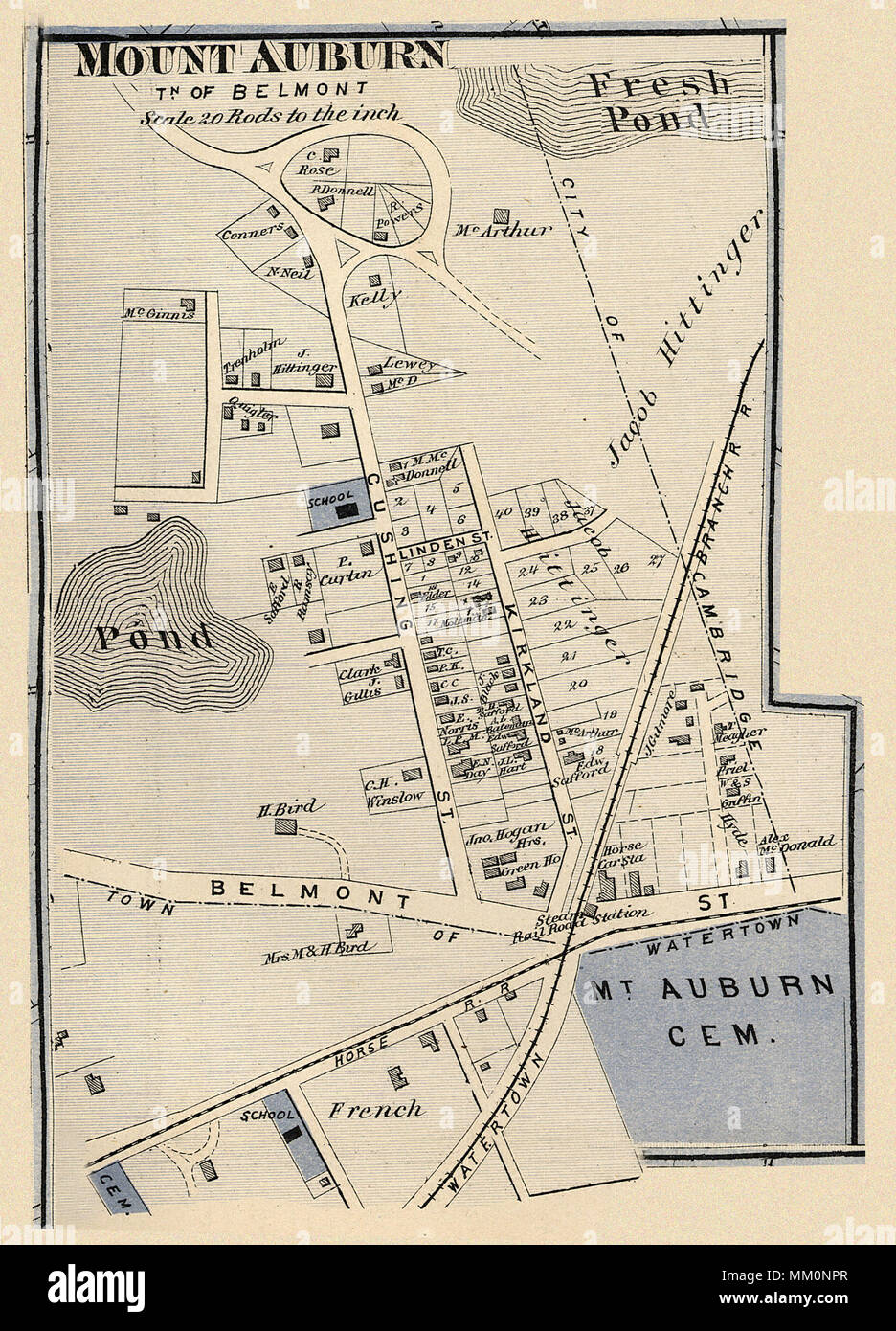 Map of Mount Auburn. 1875 Stock Photo Alamy