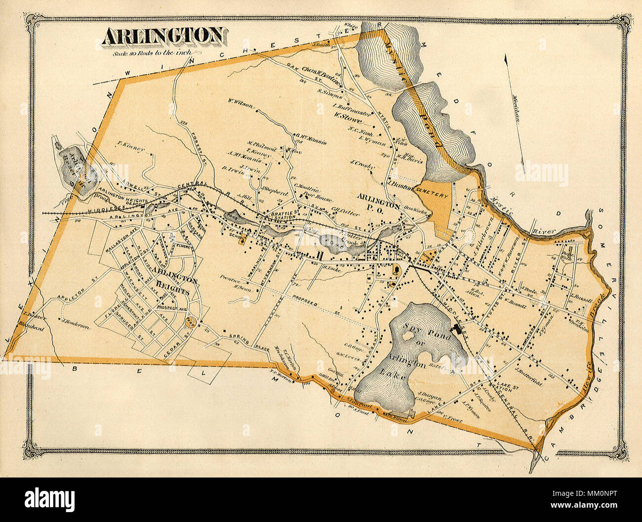 Map of Arlington Heights in Arlington. 1875 Stock Photo Alamy
