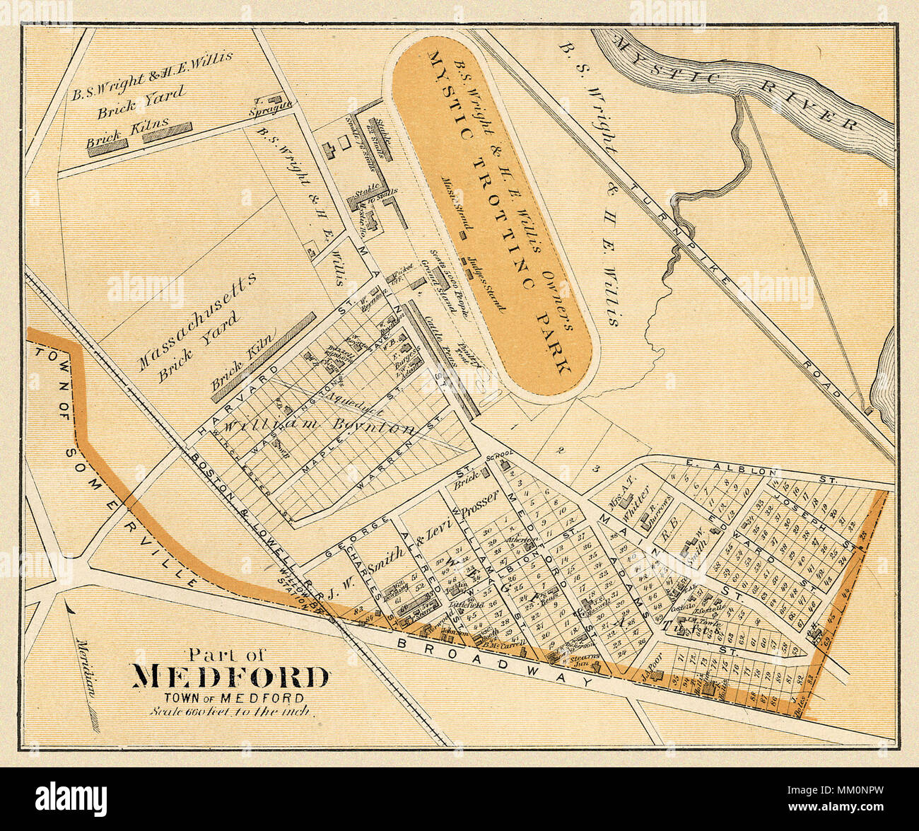 Map of Medford. 1875 Stock Photo Alamy