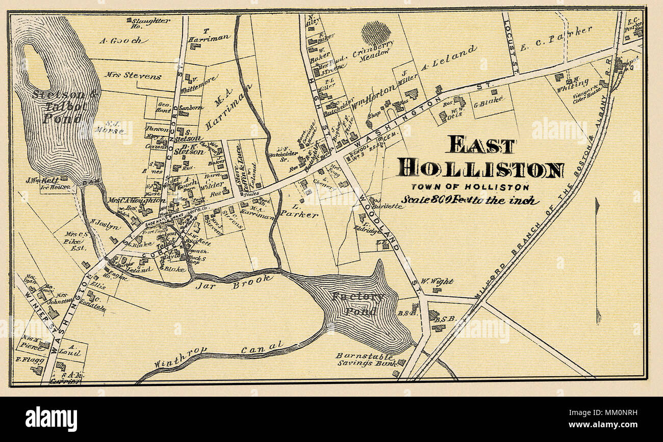 Map of East Holliston. 1875 Stock Photo Alamy