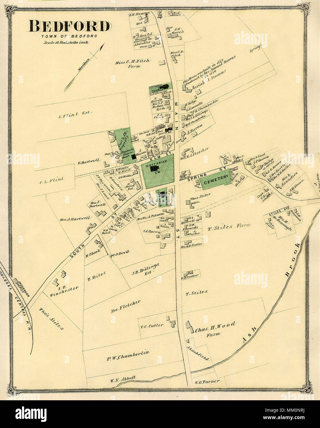 Map of Bedford. 1875 Stock Photo Alamy